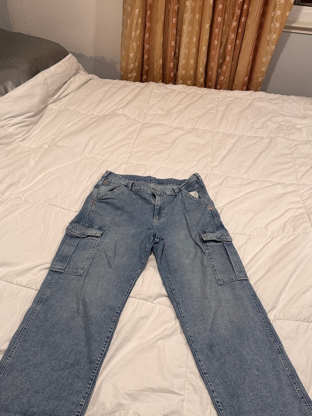 Women’s Light Blue Cargo Jeans - Casual Utility Pants